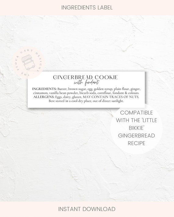 DIGITAL Ingredients Label Printable Single Sided Instant - Etsy Australia