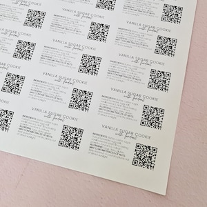 DIGITAL Ingredients Label With QR Code | Fully Personalised | Printable ...