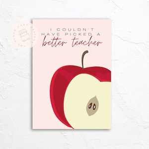 DIGITAL Thank you card | I couldn&#39;t have picked a better teacher | Teacher Appreciation | A6 printable | Instant download | Single sided