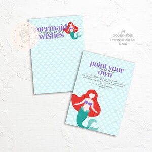 DIGITAL Little Mermaid PYO cookie card with instructions | A6 printable | Front and back design | Instant download | Fish scales