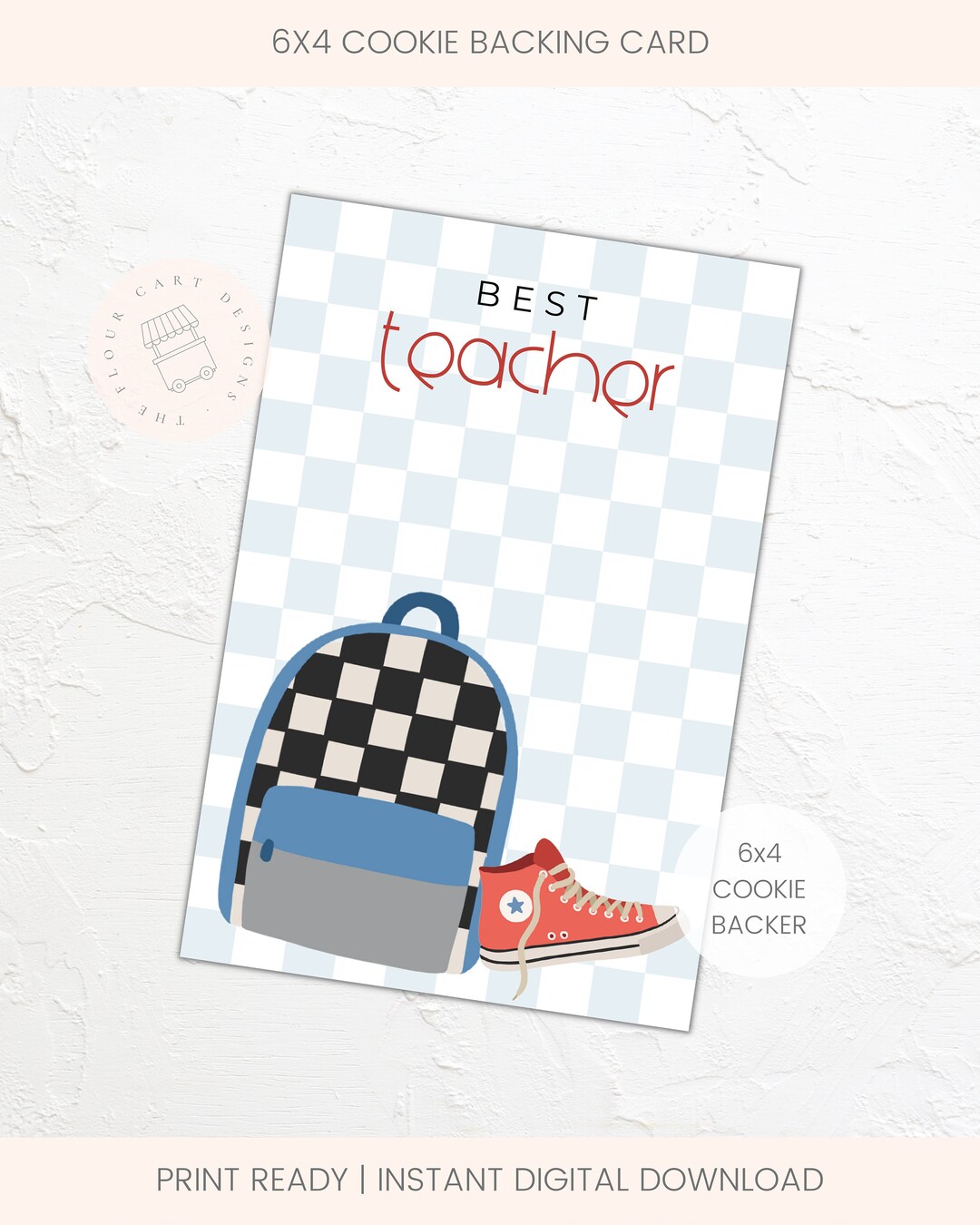 DIGITAL 'BEST Teacher' Cookie Backing Card 6 X 4 Etsy