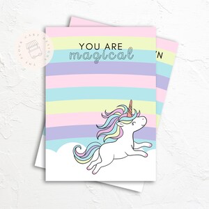 DIGITAL Carte à biscuits PYO « Vous êtes magique » avec instructions | A6 imprimable | Conception avant et arrière | Téléchargement instantané | Licorne | Arc-en-ciel