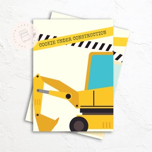 DIGITAL 'Cookie under construction' PYO cookie card with instructions | A6 printable | Front and back design | Instant download | Yellow