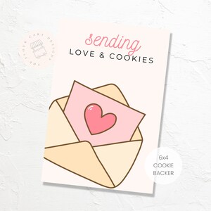 Tarjeta de respaldo de galletas DIGITAL Valentine 'Enviando amor y galletas' / 6 x 4 / Diseño de una sola cara / Descarga instantánea / Sobres lindos