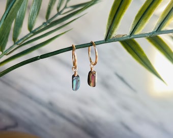 Abalone Shell Earrings, 14k Gold Filled Hoops, Sterling Silver, Endless Hoops, Dainty Earrings, Gifts For Her