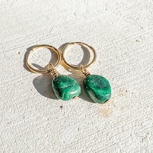 Malachite Earrings, 14k Gold Filled, Sterling Silver, Gemstone Earrings, Dainty, Gifts For Her