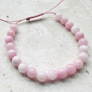 Rose Quartz Bracelet, Macrame, Adjustable, Beaded Bracelet