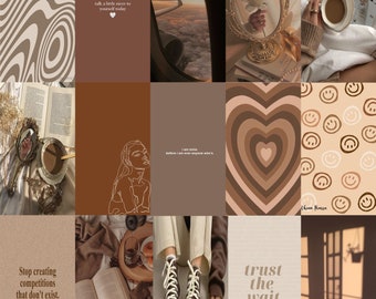 Brown Aesthetic Wall Collage Kit | 100 pcs | Room Decor | Digital Download