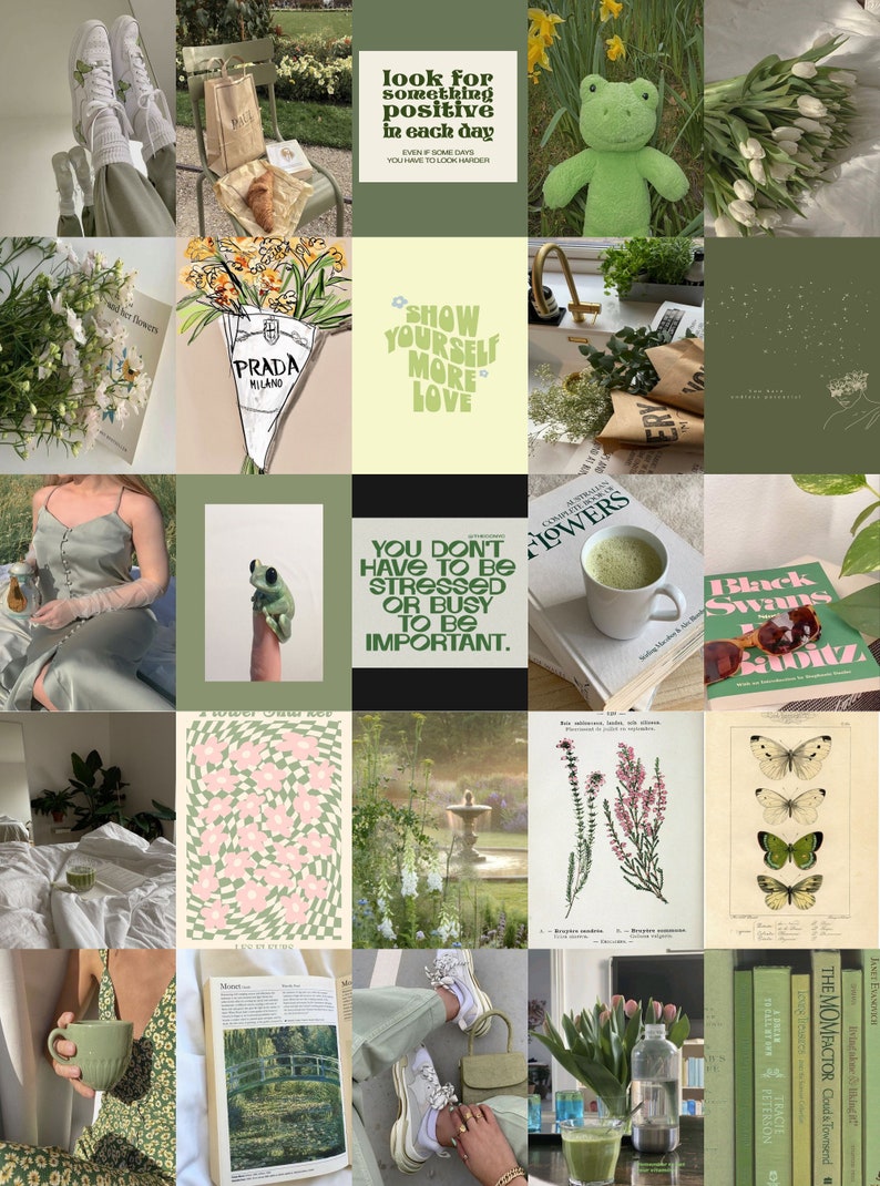Aesthetic Green Collage Kit 100 Pcs Room Decor Digital Download - Etsy