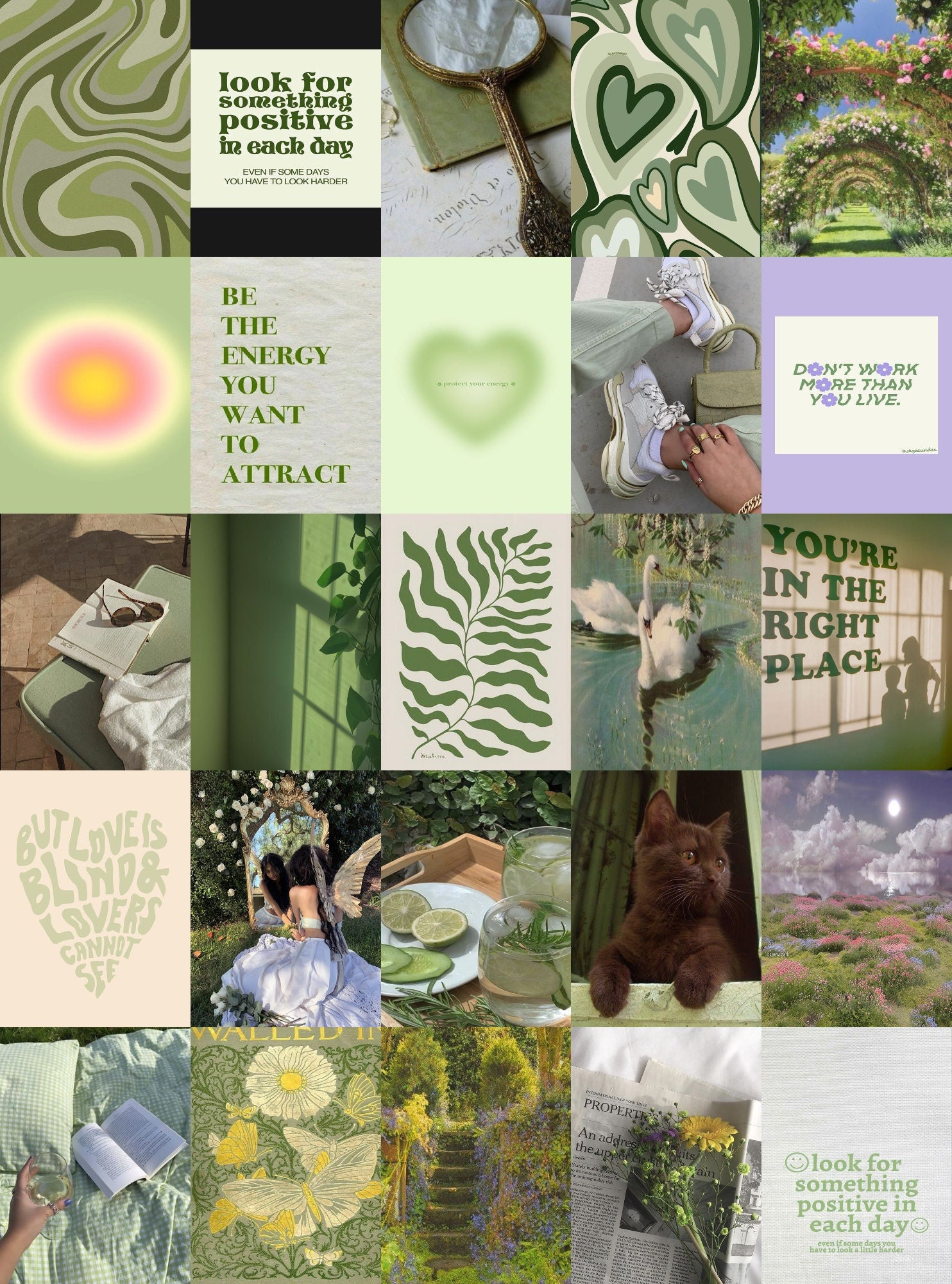 Aesthetic Green Collage Kit 100 Pcs Room Decor Digital - Etsy UK
