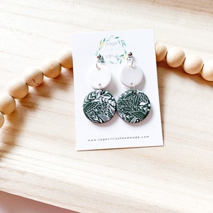 Floral Dangles- Olive, polymer clay earrings, handmade earrings, hypoallergenic, lightweight earrings, statement earrings, gift for her