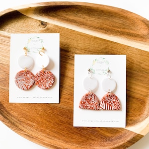 Floral clay earrings, clay earrings handmade, fall dangles, fall jewelry, gift for her, hypoallergenic, lightweight earrings, statement