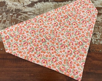 Vintage Pink Floral Fabric Over the Collar Dog Bandana Custom Size Dog Bandana