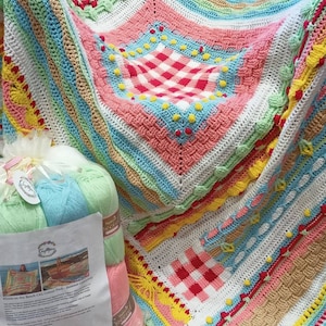 Picnic on the beach yarn pack - this delightful blanket kit designed by Eleonora Tully of Coastal Crochet