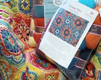 Persian tiles  - Eastern Jewels crochet blanket - yarn and pattern pack.