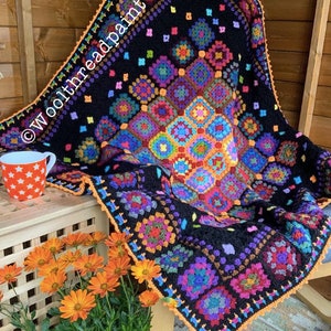 The Bonfire Blanket by Woolthreadpaint - YARN PACK . A sparky and colourful blanket inspired by the colours of bonfires and flying sparks.