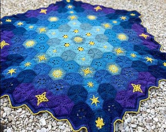 Starlite crochet blanket of stars