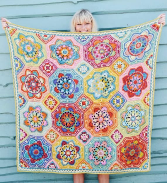 0623-1 BLANKET/ TILE ブランケット / タイル Persian Tiles - Eastern Jewels Crochet Blanket - Yarn and Pattern