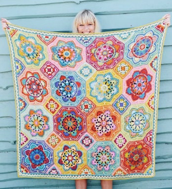 Persian tiles  - Eastern Jewels crochet blanket - yarn and pattern pack. Also available in the Original Blue and now the stunning Marrakesh.