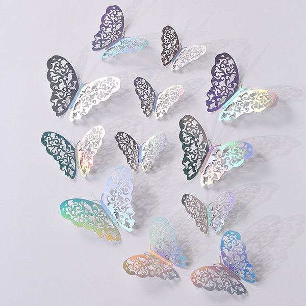 12pcs/set 3D Metallic Butterfly Accessories