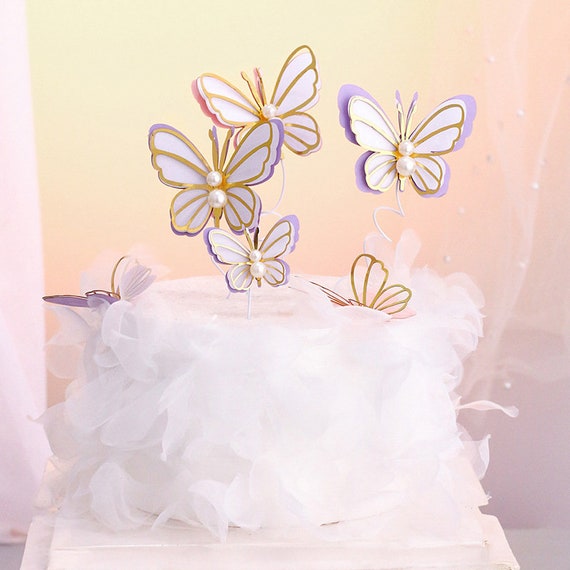 21 Pièces Decoration Gateau Anniversaire,Papillon Decoration