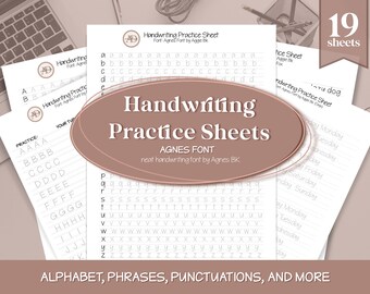 handwriting practice sheets etsy