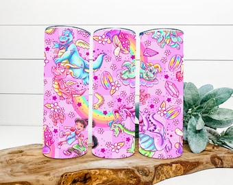 Vaso de acero inoxidable con dibujos de dragón mágico rosa