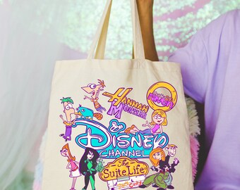 Kids Cartoon Channel Canvas Tote Bag | Funny Tote Bag | Reusable Tote Bag | Cute Trendy Tote Bag