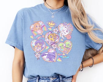 Camiseta retro Y2K con colores que evocan nostalgia / Camiseta gráfica de la infancia de los 90 / Colores pastel