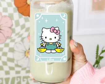 Hello Kawaii Kitty Zodiac Glass Cup