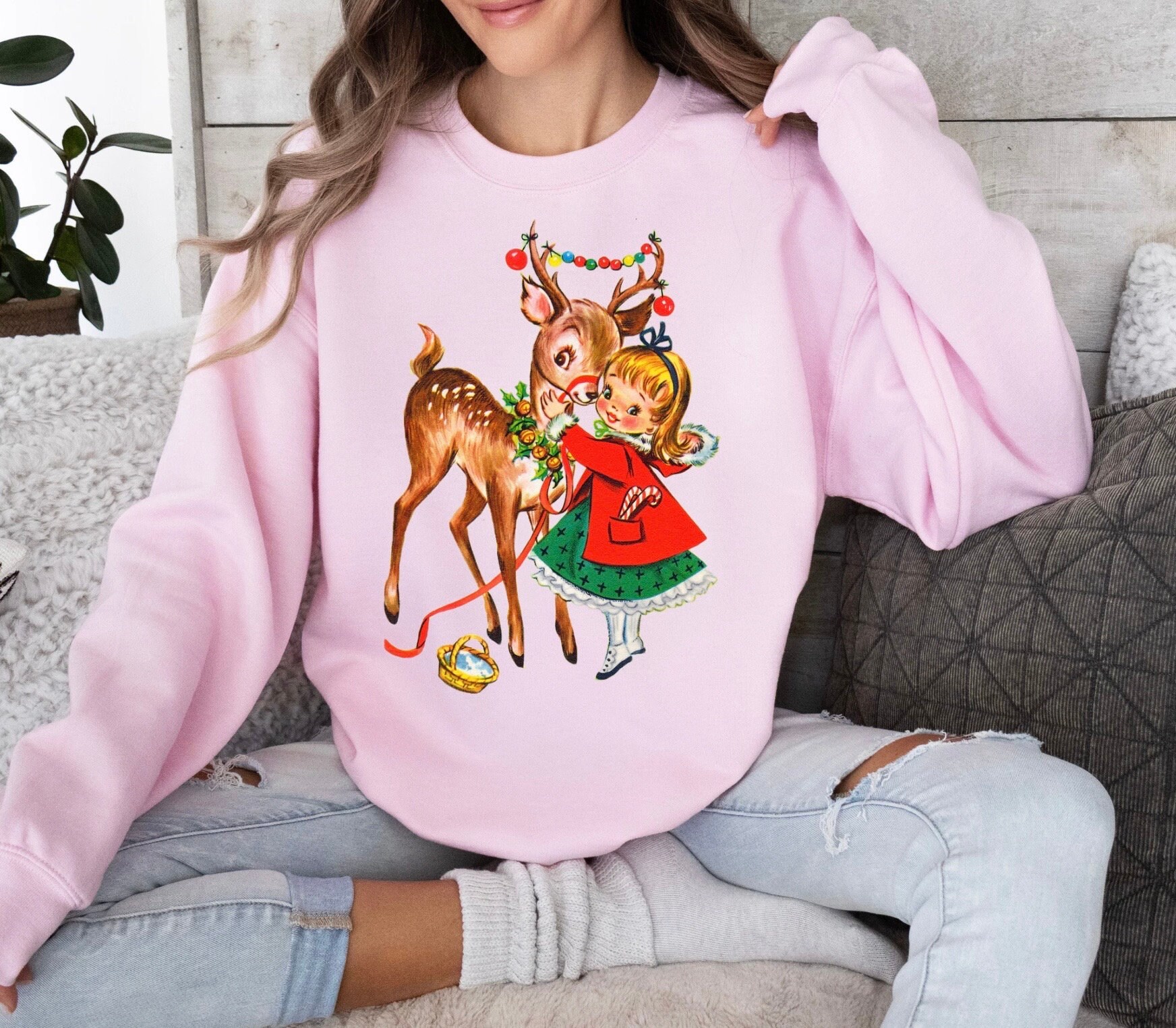 Vintage Little Girl Christmas Sweatshirt/long Sleeve Shirt Etsy