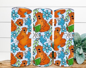 Vaso de acero inoxidable con diseño de oso de dibujos animados de los años 90