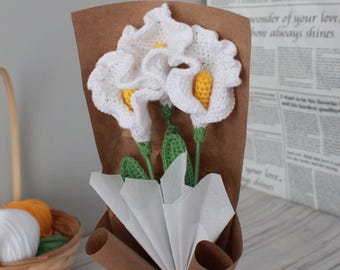 Crochet Calla Lily Flower Bouquet | Handmade Knitted Flowers