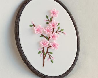 Cherry Blossom Embroidery Hoop Art - Sakura Wall Decor