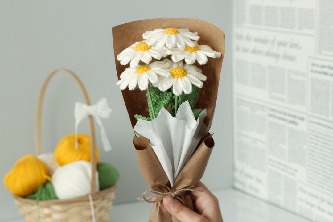 Crochet Daisy And Lavender Flower Bouquet | Handmade Gift | Birthdays – Art Tales
