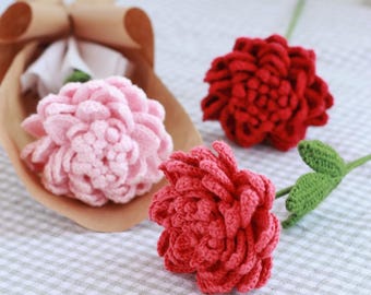 Crochet Dahlia Flower Bouquet - Knitted Floral Arrangement for Home Décor, Weddings & Gifts - Long-Lasting Yarn Flowers in Vase