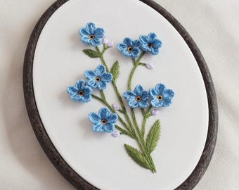 Forget Me Not Embroidery Hoop Art