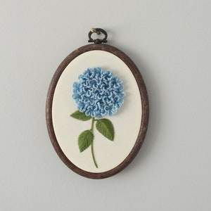 Muurkunst borduren hortensia - 3D bloemen handborduurring