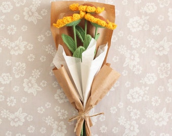 Crochet Sunflower Bouquet  - Handmade Knitted Sunflowers