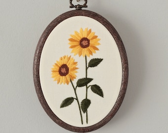 Sunflower Embroidery Hoop Art - Sunflower Embroidery Wall Decor - Floral Hand Embroidery