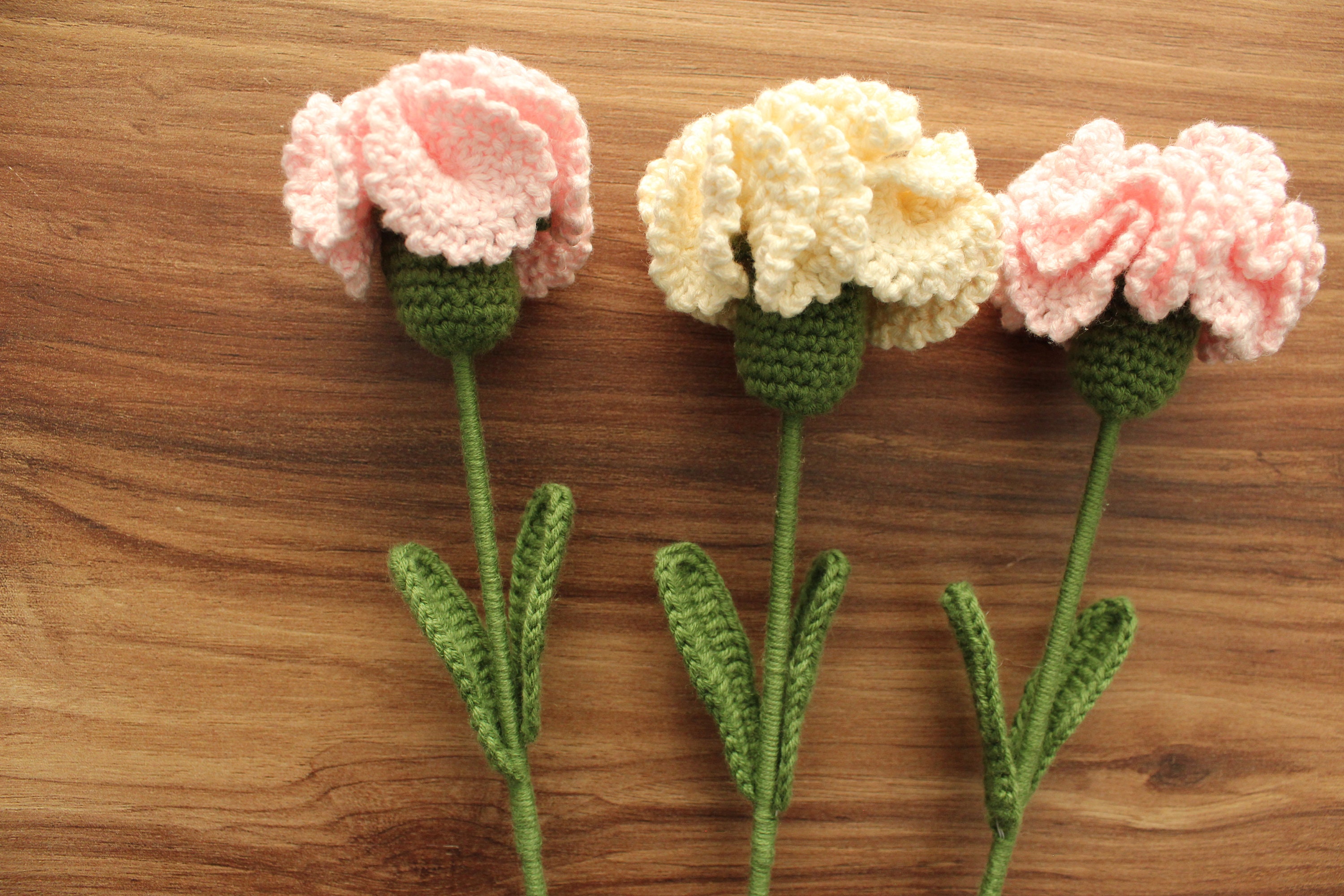 Crochet Carnation Flower Bouquet Handmade Knitted Carnations Etsy
