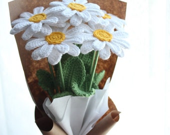 Bouquet de marguerites au crochet | Marguerites tricotées à la main