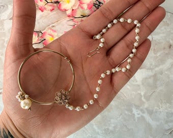Polki Pearl Indian Nose Ring Nath Clip On Bridal Wedding Jewelry Boho Chain