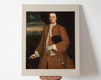 Early American Portrait Print: Colonial Limner Folk Art