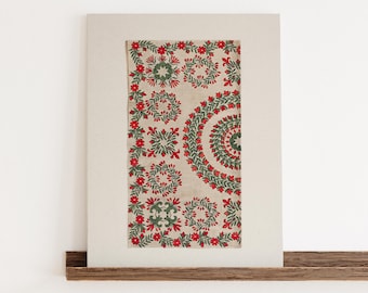 Primitive Applique Quilt Art Print: Rustic Folk Art Watercolor Painting