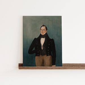 Naive Portrait Of A Man • Primitive Art • Early American • Colonial Wall Decor • Folk Art Print • Rustic Farmhouse Art • Vintage Portrait