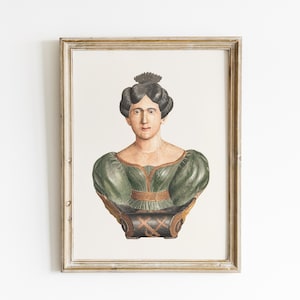 Weibliche Figur Folk Kunstdruck • Vintage Nautische Aquarell • Frühe Amerikanische Wanddekoration • Primitiv Maritime Schiff Skulptur