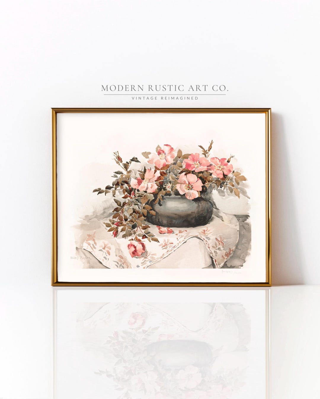 Pink Rose Art Print • Pink Roses Wall Art • Pink Floral Watercolor ...