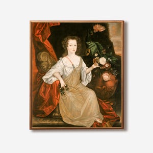 Folk Art Portrait Print – Early American Wall Art – Naive Colonial Painting – Primitive Decor – Young Woman with Butterfly Portrait