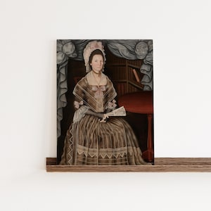 Folk Art Portrait Print – Revolutionary War Woman Painting – Early American Colonial Wall Art – Naive Portrait – Primitive Home Decor